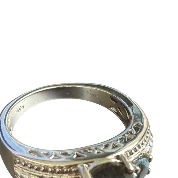 Labradorite & Blue Topaz Oval Ring Size 10 - Picture 3 of 4